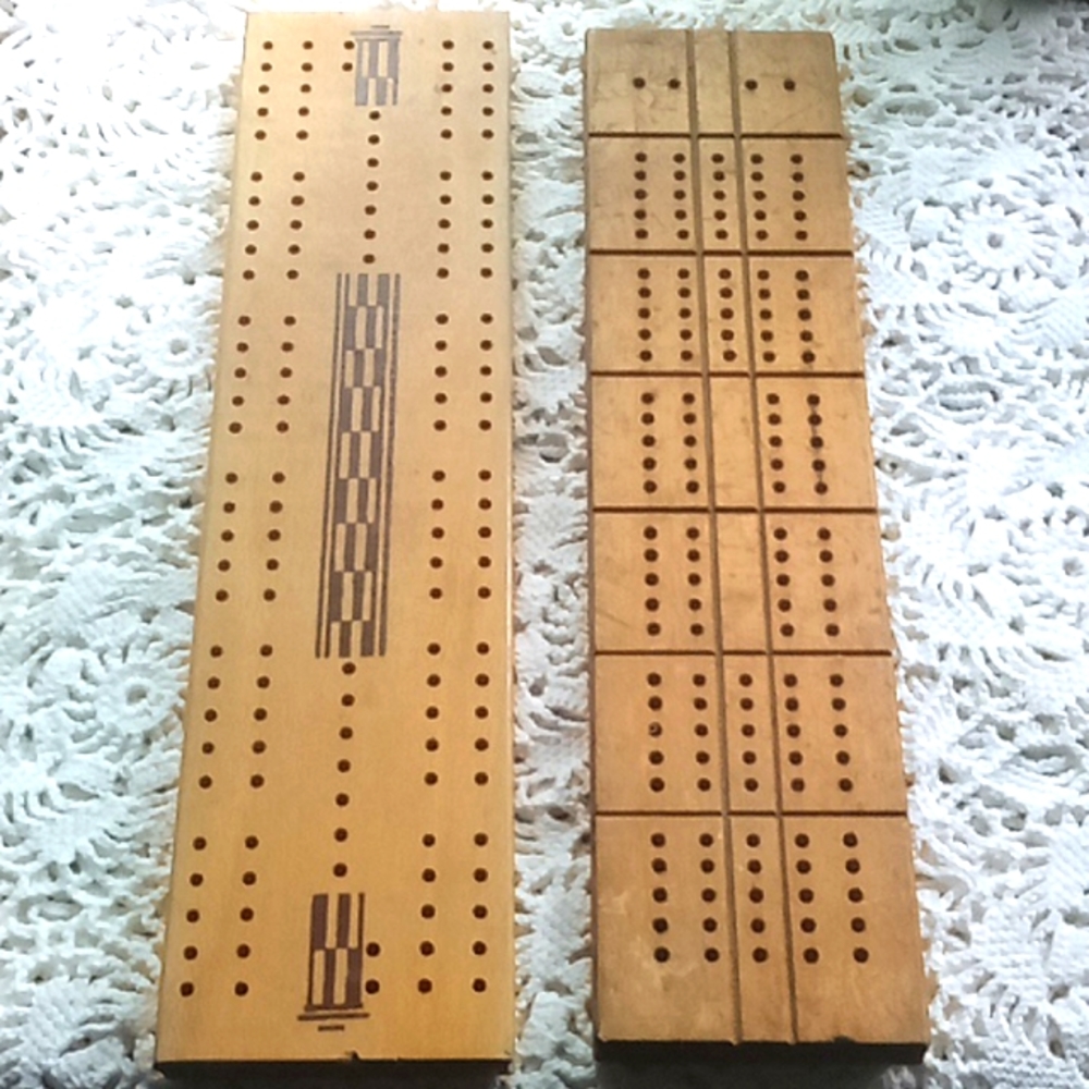 2 Vintage Milton Bradley cribbage boards